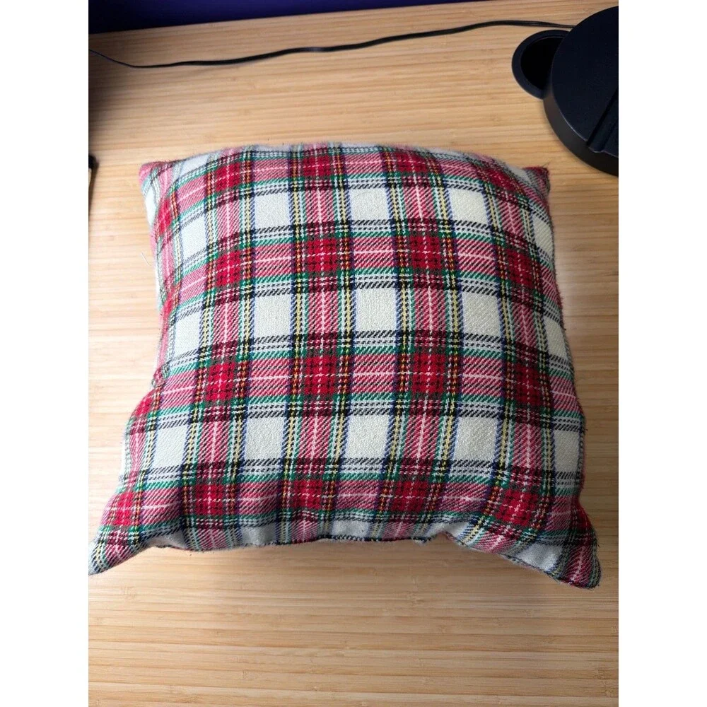 Peace On Earth Christmas Pillow Red Green Plaid Rustic‎ Farmhouse 15